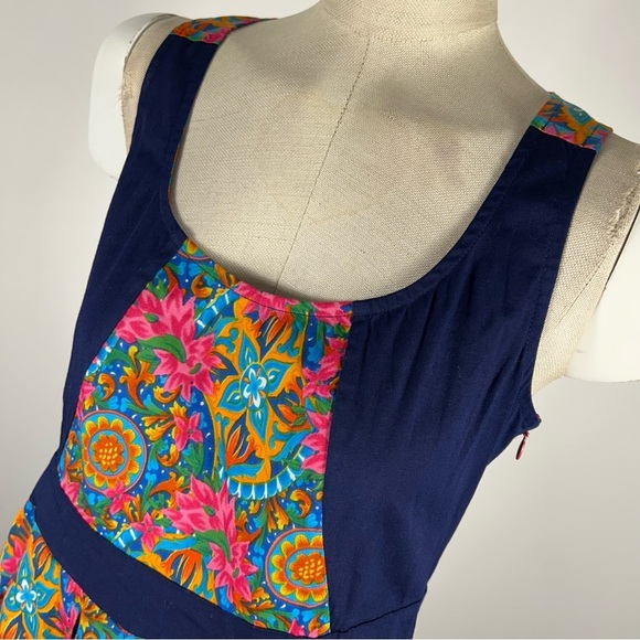 Just B Orange Blue Paisley Sleeveless Mini Flowy Party Dress S - Picture 4 of 11